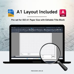 Szablon bloku tytułowego AutoCAD ISO A1 Minimal Layout – edytowalny układ DWG (do pobrania cyfrowego) zdjęcie 2