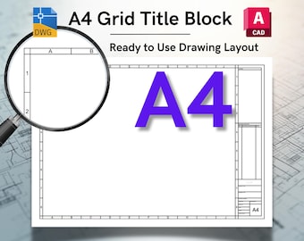 AutoCAD ISO A4 Grid Title Block Template - Editable DWG Layout (Digital Download)