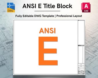 AutoCAD ANSI E Title Block Template | US Imperial Inches | Editable DWG Layout (Digital Download)