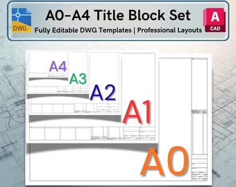 AutoCAD ISO A0-A4 Title Block Template Pack - Editable DWG Layouts (Digital Download)