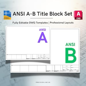 AutoCAD ANSI A (Letter), ANSI B (Tabloid) Title Blocks: Editable DWG Layout Templates (Digital Download)