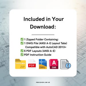 AutoCAD ANSI A-E Minimal Layout Title Block Templates - US Inches - Editable DWG (Digital Download) image 4