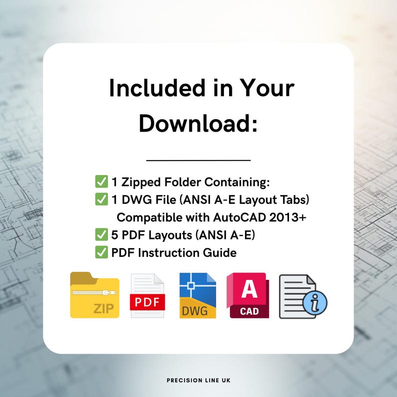 AutoCAD ANSI A-E Minimal Layout Title Block Templates - US Inches - Editable DWG (Digital Download) image 4