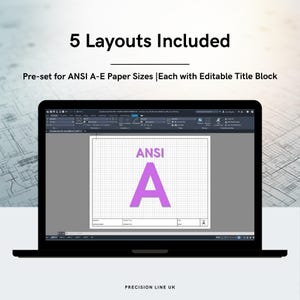 AutoCAD ANSI A-E Minimal Layout Title Block Templates - US Inches - Editable DWG (Digital Download) image 2