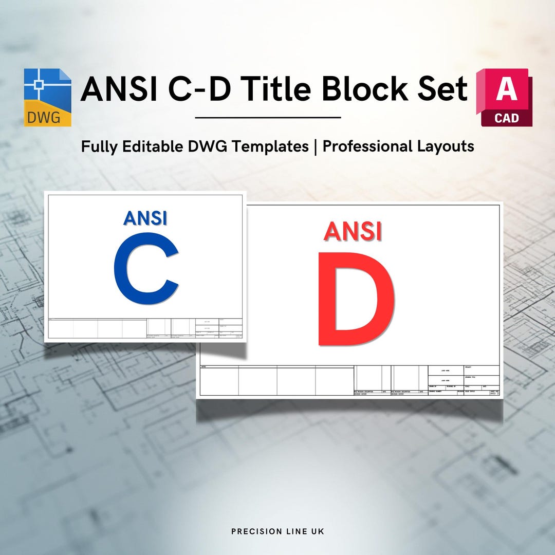 Autocad ANSI C, ANSI D Title Blocks: Editable DWG Layout Templates ...