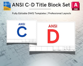 Autocad ANSI C, ANSI D Titelblöcke: Bearbeitbare DWG-Layout-Vorlagen (Digitaler Download)