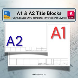 AutoCAD ISO A1-A2 Title Blocks: Editable DWG Layout Templates (Digital Download)