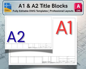 AutoCAD ISO A1-A2 Title Blocks: Editable DWG Layout Templates (Digital Download)