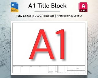 AutoCAD ISO A1 Title Block Template - Editable DWG Layout (Digital Download)