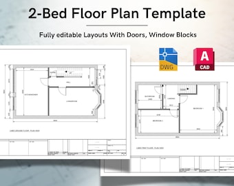 AutoCAD 2-Bed House Floor Plans – Ground & First Unfurnished Templates (Fully Editable DWG)