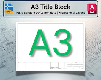 AutoCAD ISO A3 Title Block Template - Editable DWG Layout (Digital Download)