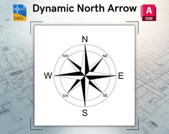 AutoCAD Dynamic Compass Rose North Arrow Block | DWG File (Digital Download)