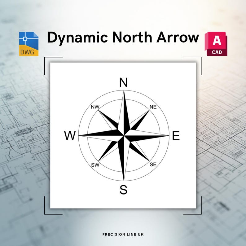 Compass Design Autocad Autocad Dynamic Compass Rose North Arrow Block | DWG File (digital ...