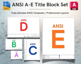AutoCAD ANSI A-E Title Block Template - US Inches - Editable DWG (Digital Download)