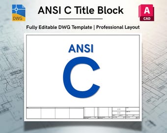 AutoCAD ANSI C Title Block Template | US Imperial Inches | Editable DWG Layout (Digital Download)