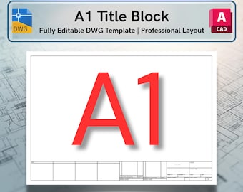AutoCAD ISO A1 Title Block Template - Editable DWG Layout (Digital Download)