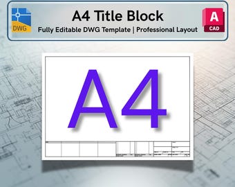 AutoCAD ISO A4 Title Block Template - Editable DWG Layout (Digital Download)
