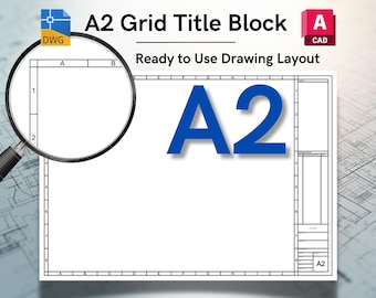 AutoCAD ISO A2 Grid Title Block Template - Editable DWG Layout (Digital Download)
