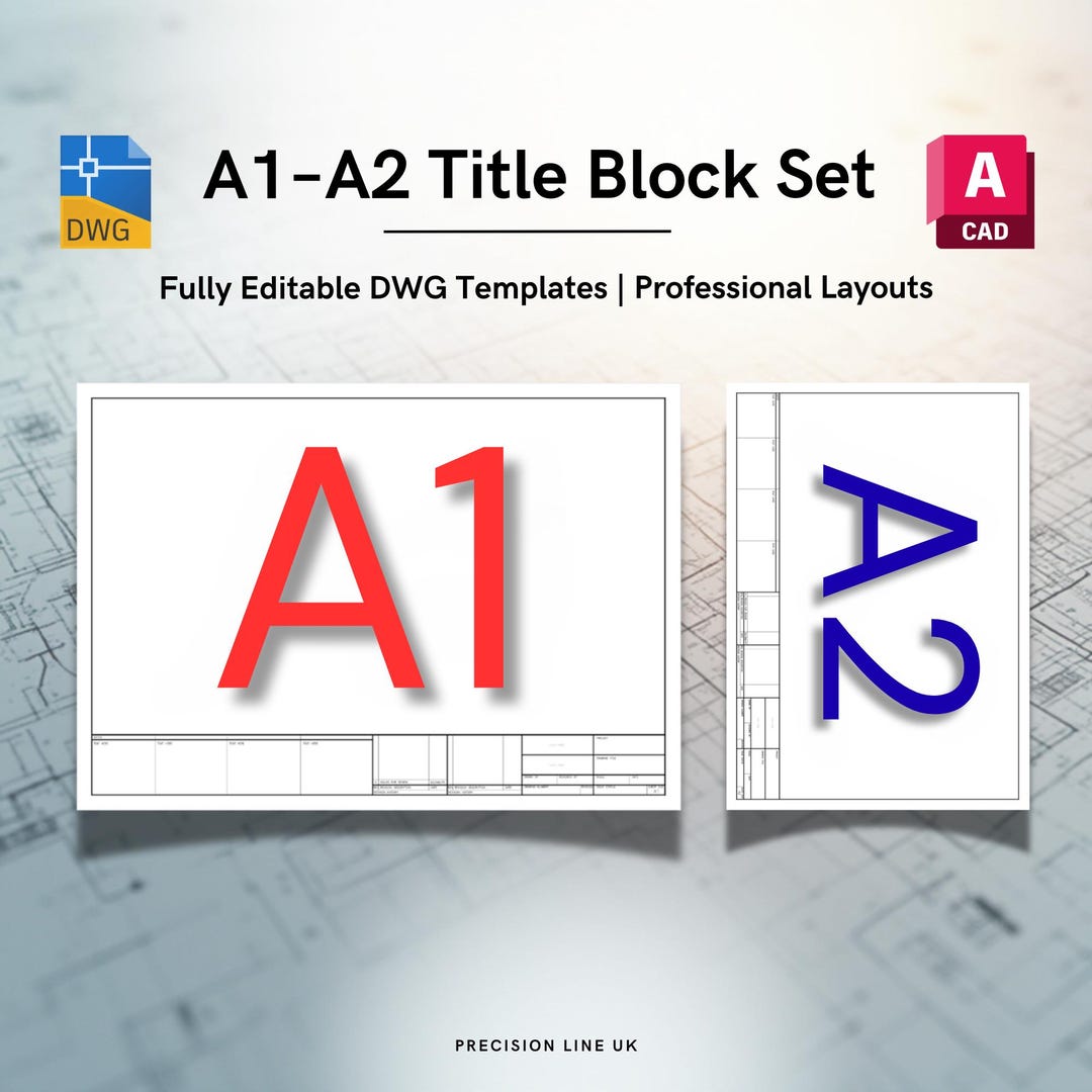 Autocad ISO A1-A2 Title Blocks: Editable DWG Layout Templates (digital ...