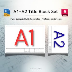 Autocad ISO A1-A2 Schriftfelder: Bearbeitbare DWG-Layoutvorlagen (Digitaler Download)