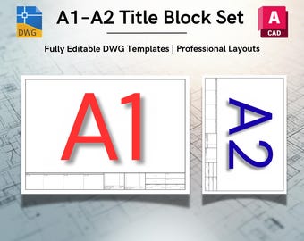 AutoCAD ISO A1-A2 Title Blocks: Editable DWG Layout Templates (Digital Download)