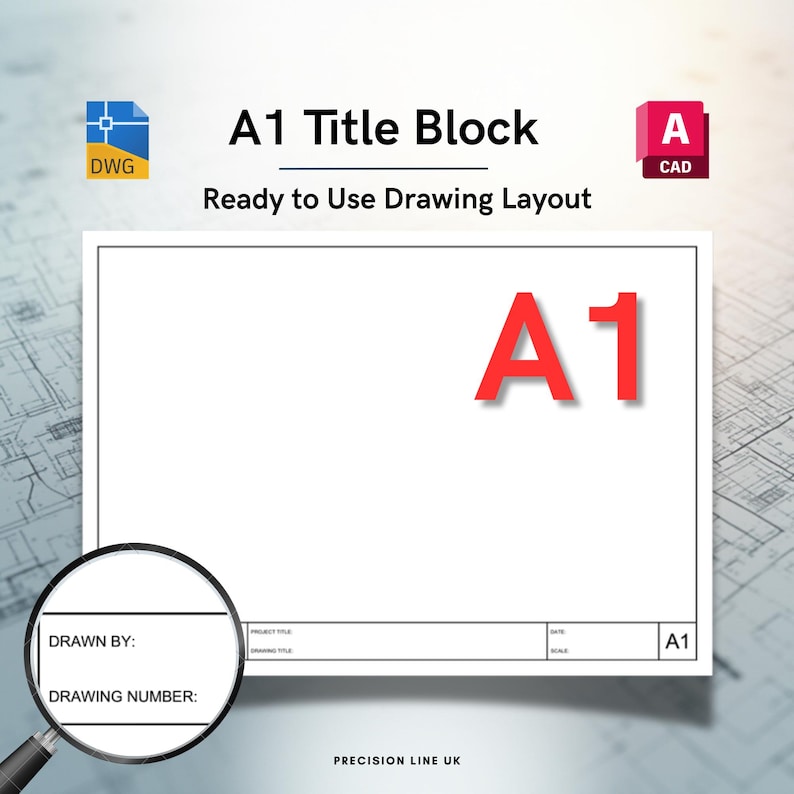 Szablon bloku tytułowego AutoCAD ISO A1 Minimal Layout – edytowalny układ DWG (do pobrania cyfrowego) zdjęcie 1