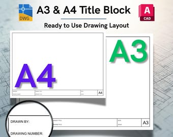 AutoCAD ISO A3 & A4 Minimal Layout Title Block Template - Editable DWG Layout (Digital Download)