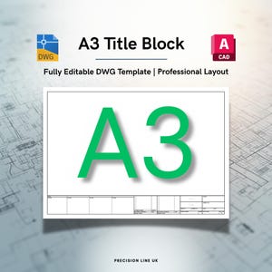 AutoCAD ISO A3 Title Block Template - Editable DWG Layout (Digital Download)