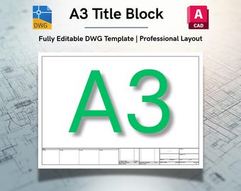 AutoCAD ISO A3 Title Block Template - Editable DWG Layout (Digital Download)