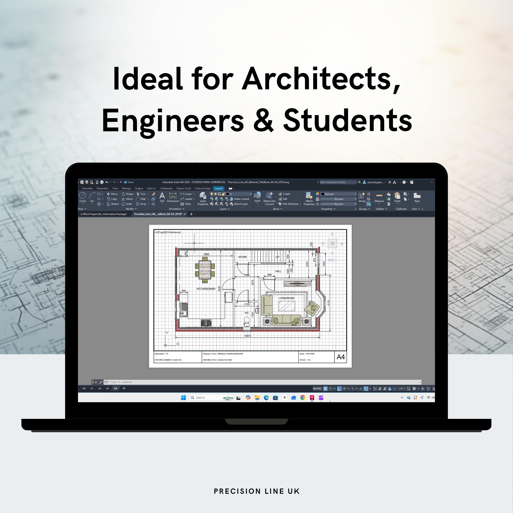 Autocad ISO A0-A4 Minimal Layout Title Block Template Pack - Editable ...