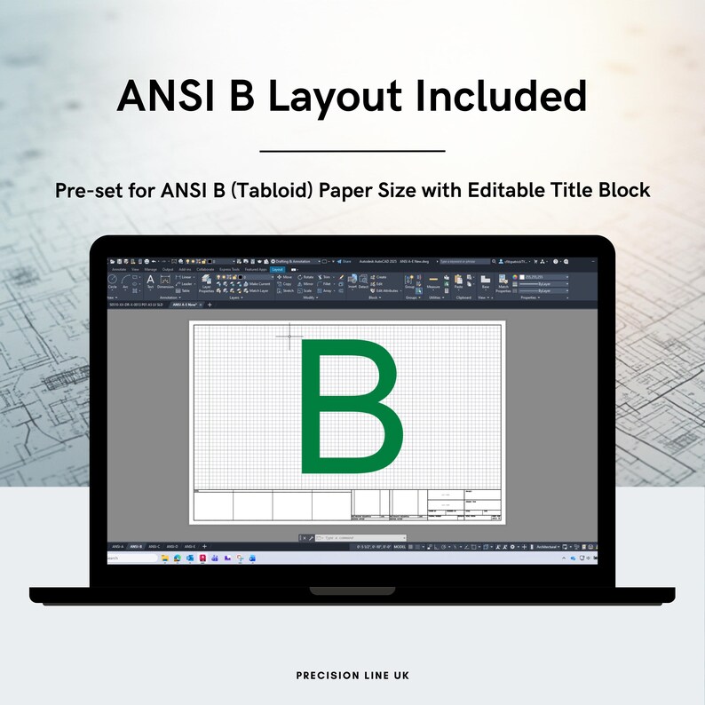 Autocad ANSI B Title Block Template | Editable DWG (digital Download ...