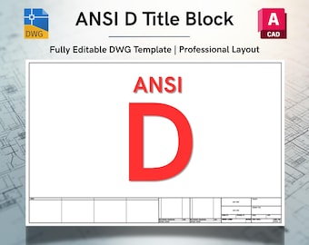 AutoCAD ANSI D Title Block Template | US Imperial Inches | Editable DWG Layout (Digital Download)