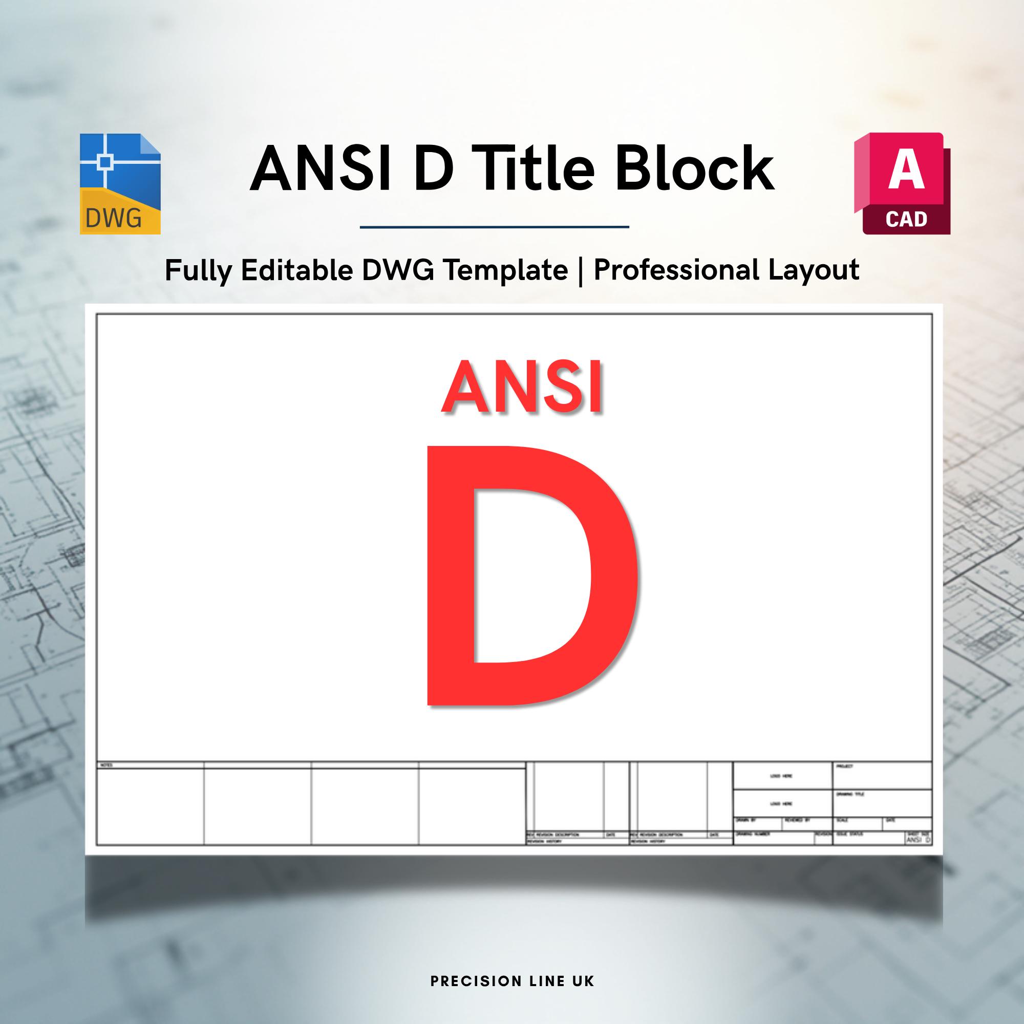Autocad ANSI D Title Block Template | US Imperial Inches | Editable DWG ...