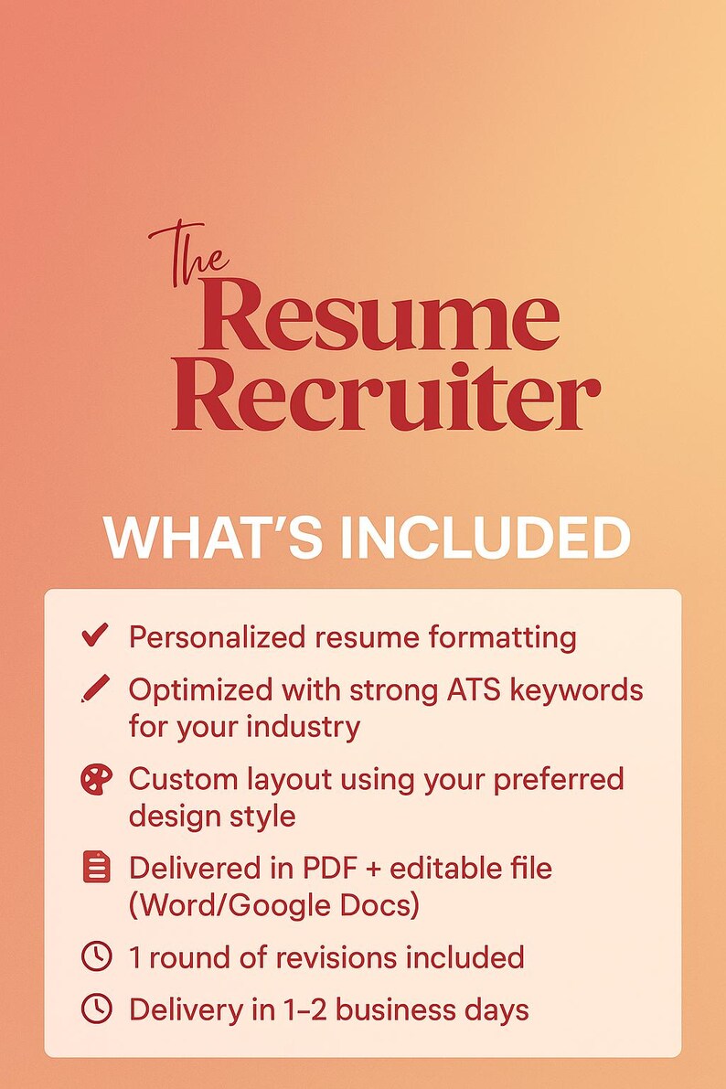 Custom Resume Design | ATS-Optimized & Professionally Written | Personalized Makeover | 1–2 Day Delivery + 1-on-1 Strategy Call