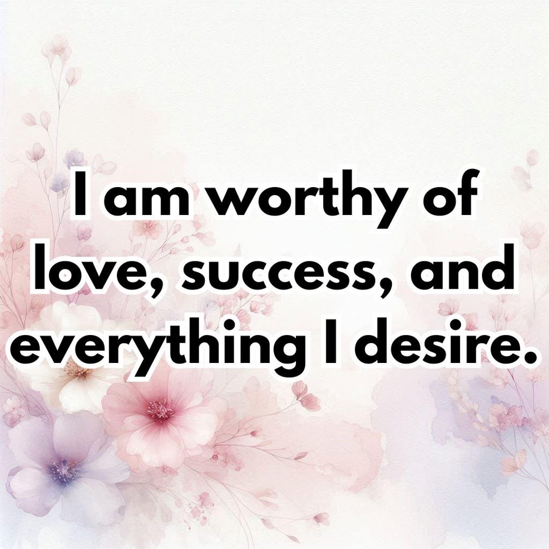 I Am Worthy Affirmation | Self Love Quote | Confidence Wall Art ...