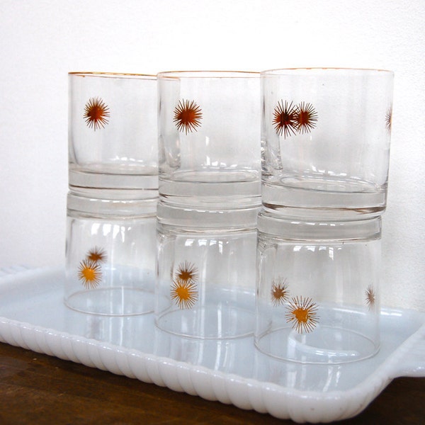 Vintage Gold Star Glasses - Set of 6