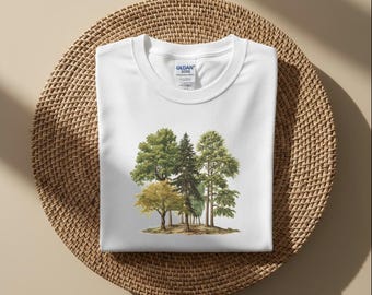 Vintage Baum T-Shirt • Botanische Wald Illustration T-Shirt • Natur-Liebhaber-Shirt • Cottagecore Hippie-Kleid • Wald-T-Shirt