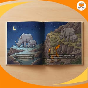 A closing page spread from the personalised Goodnight Safari book