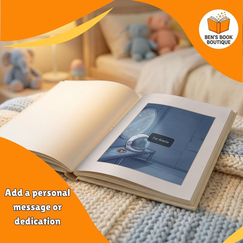 Dedication page of a personalised 'You Can Be An Astronaut' book with a gift message