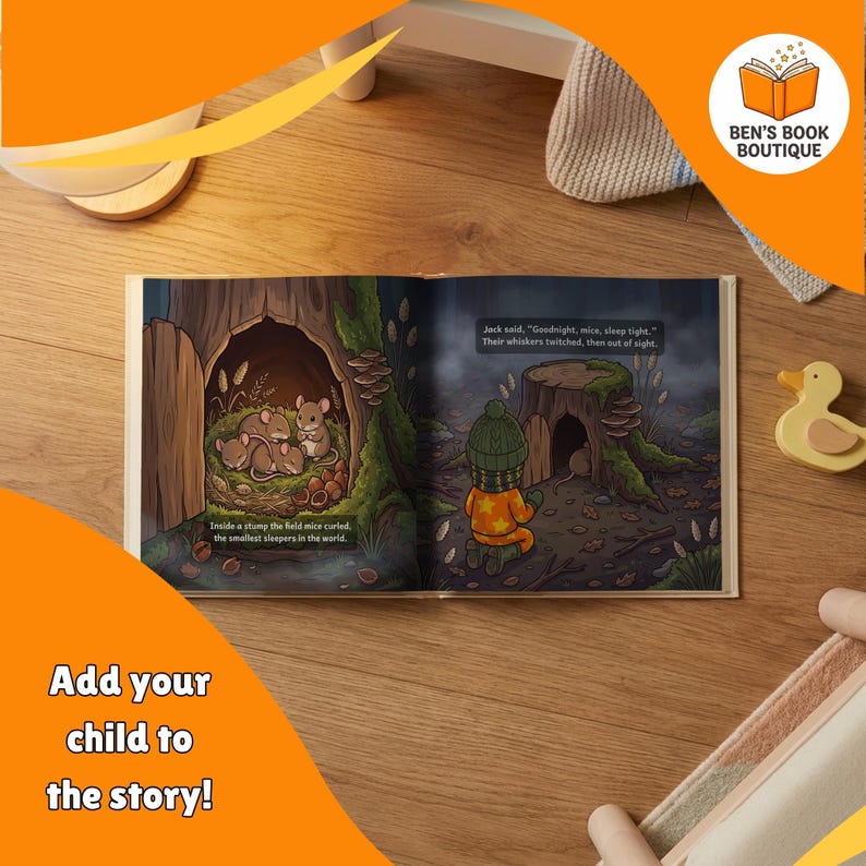 Open Goodnight Forest book showing a second illustrated interior spread