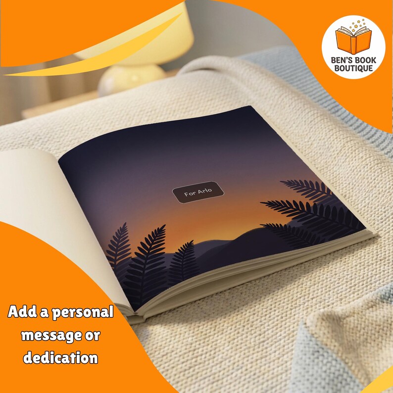 Dedication page of a personalised Goodnight Dinosaurs book with a gift message