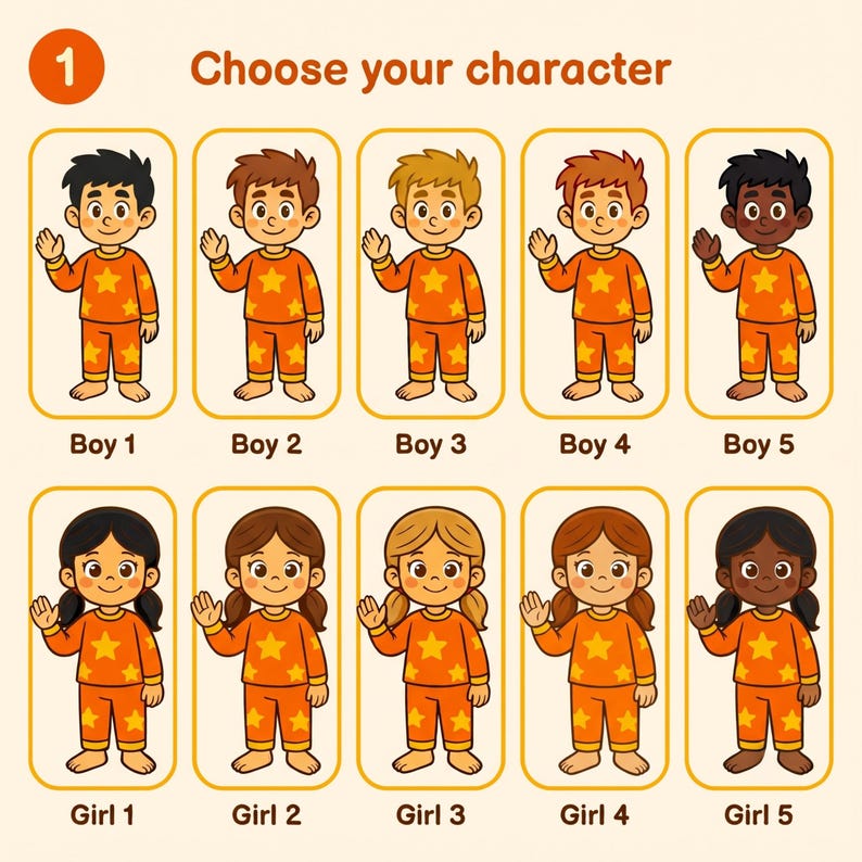 How it works: choose your child's character to personalise the Goodnight Planets book