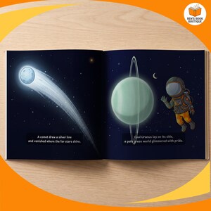 A later page spread from Goodnight Planets, shown open and flat