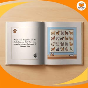 Two facing pages of the personalised 'You Can Be A Vet' picture book