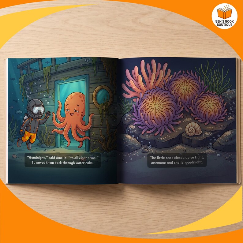 Another look inside Goodnight Ocean, printed full bleed