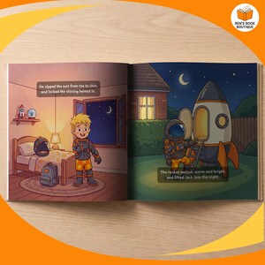 A page spread from the personalised Goodnight Planets book, shown flat