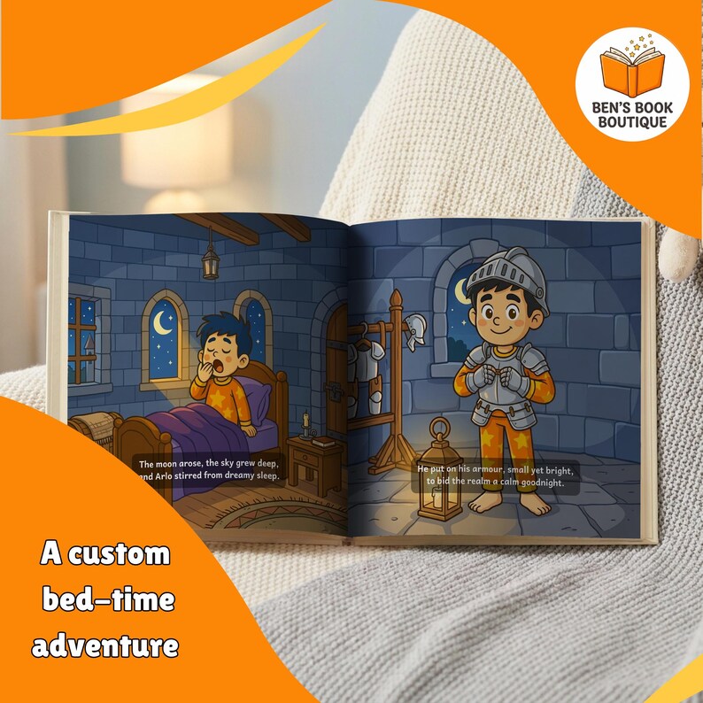 Open Goodnight Castle book showing an illustrated interior spread