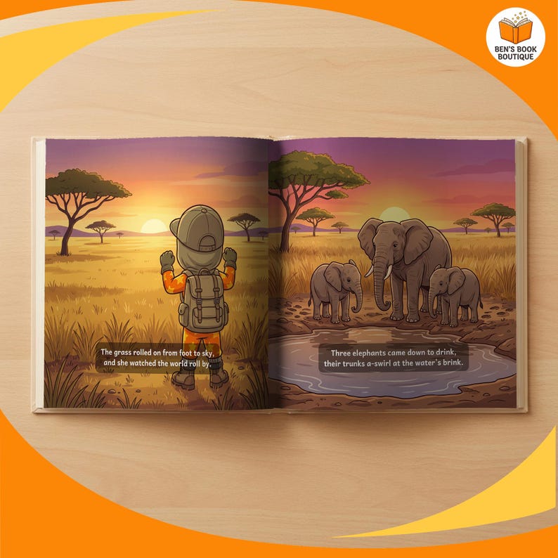 Another illustrated page spread from Goodnight Safari