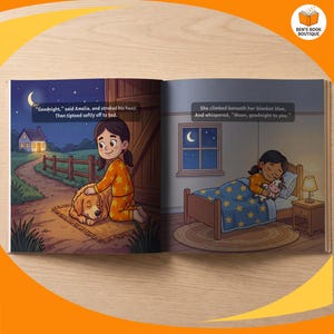 A closing page spread from the personalised Goodnight Farm book