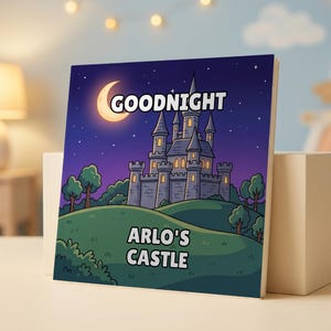 Personalised Goodnight Castle book cover showing the child's name